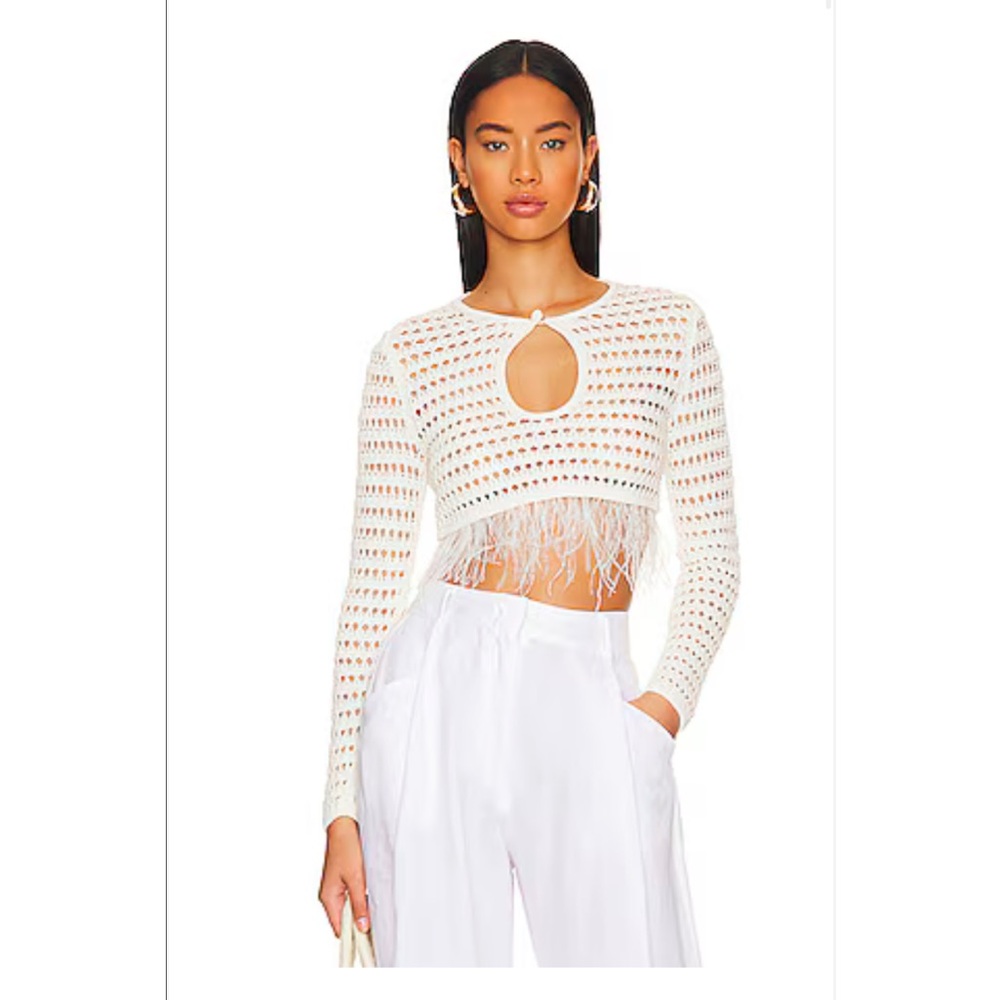 NWT Malana Keyhole Feather Knit Sweater